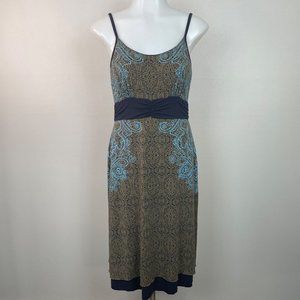 Athleta Dress Small Olive Green Blue Built-In Shelf-Bra Stretch Cami Women's